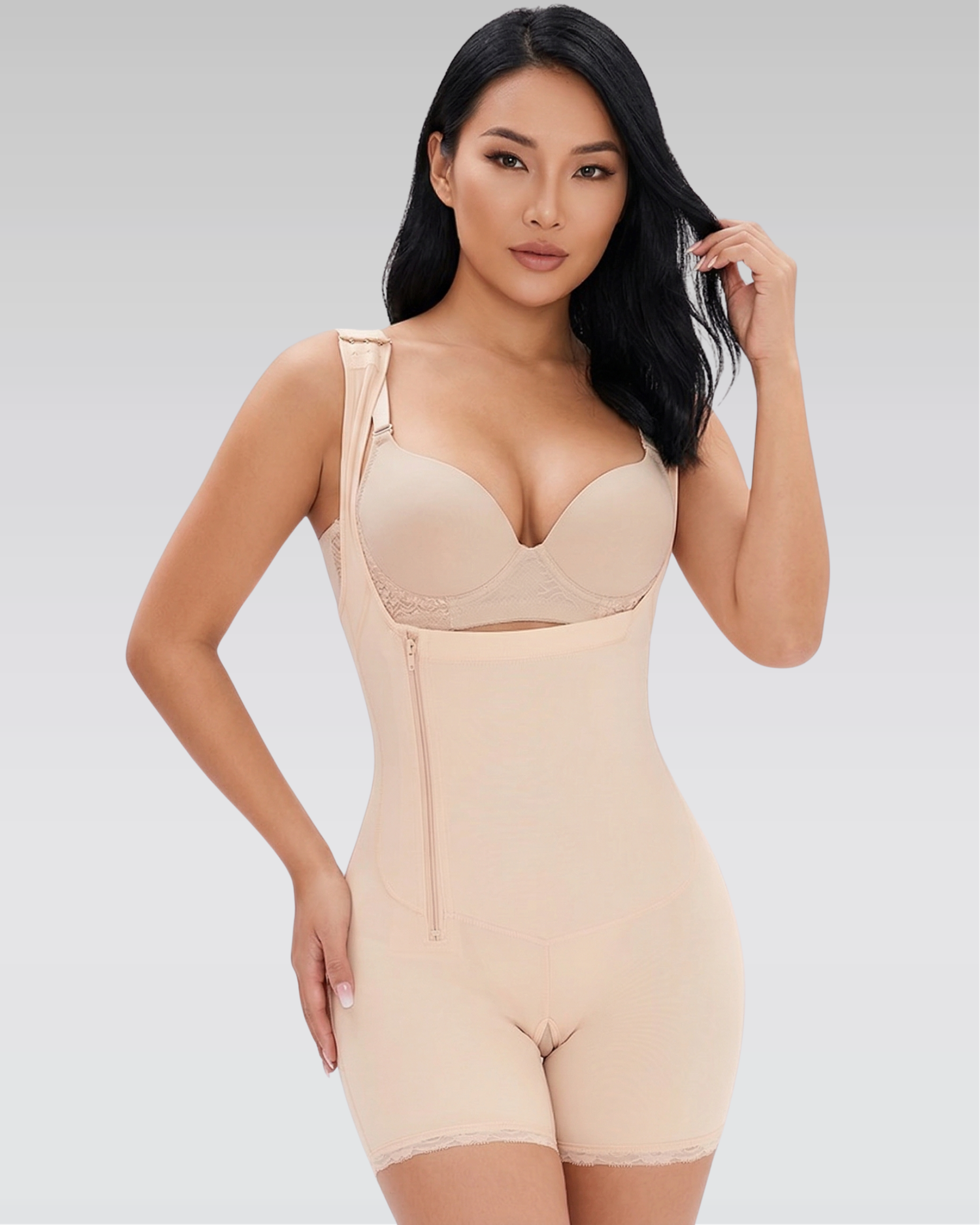 Wide strap side-zip shapewear