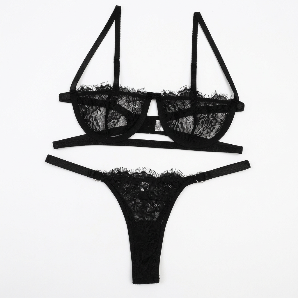 Ensemble lingerie en dentelle transparente