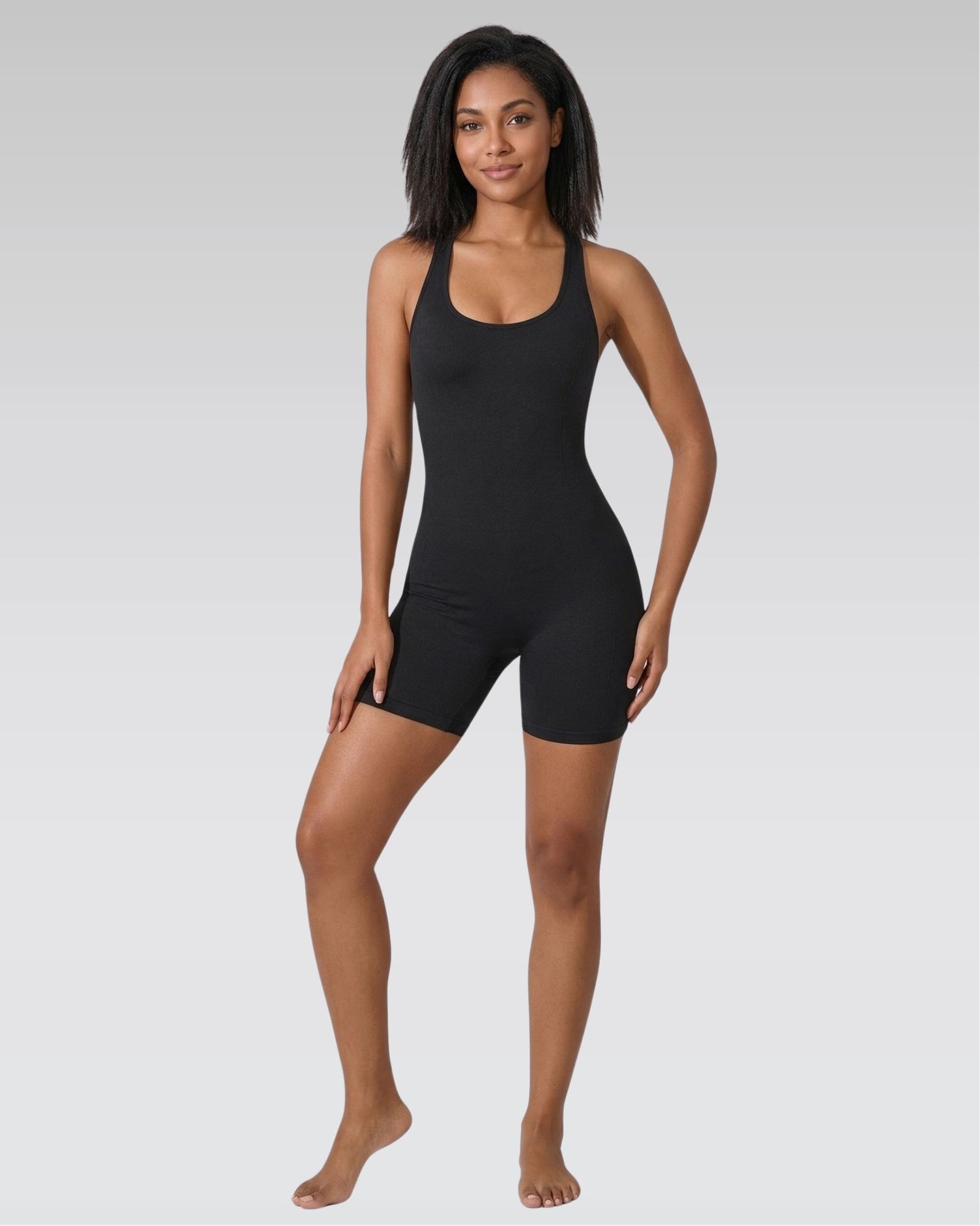 Second skin open-back romper