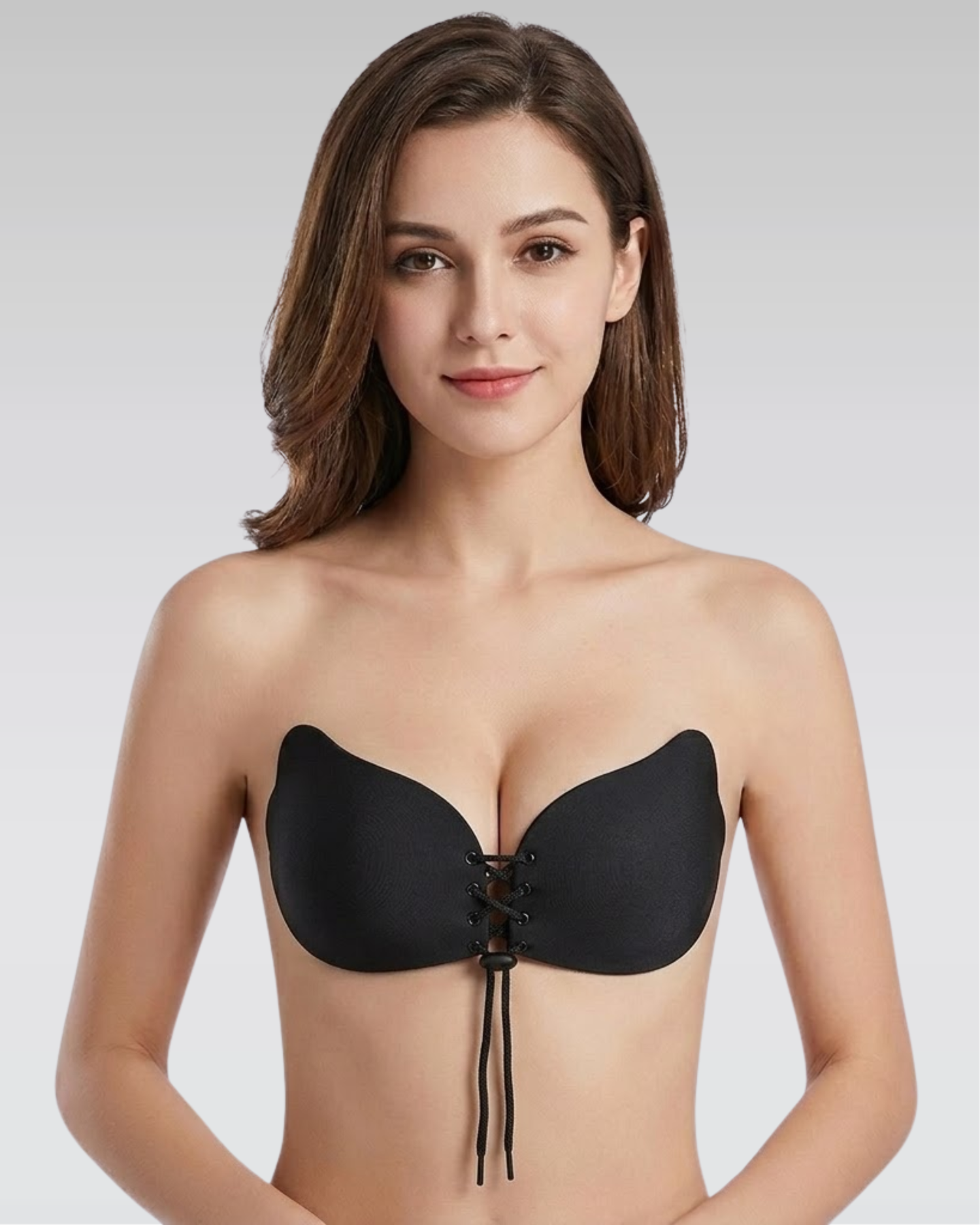 Lace-up invisible push-up bra