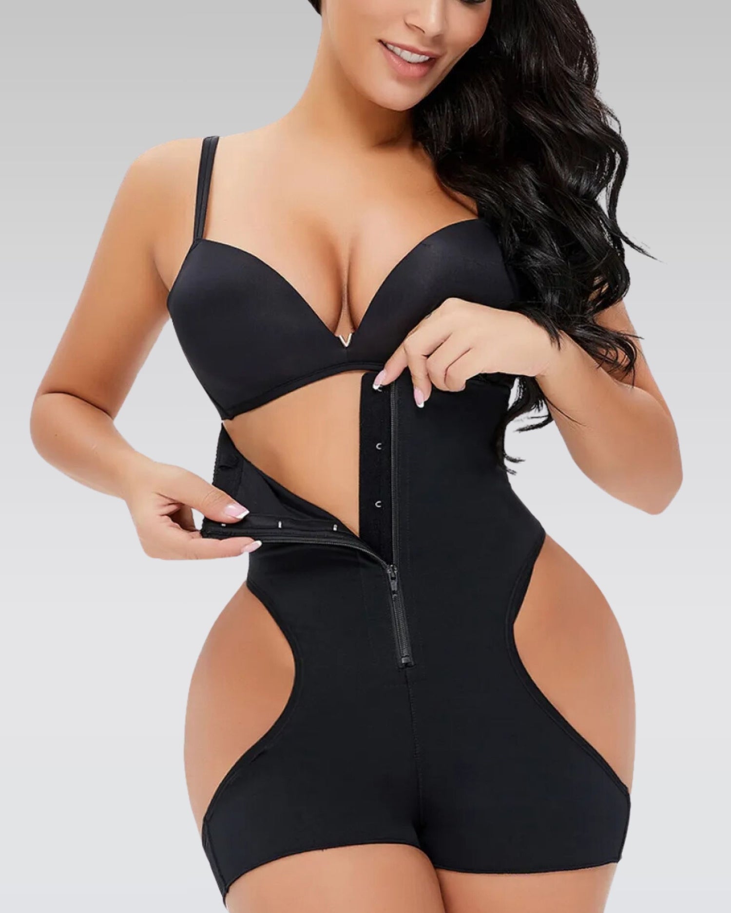 Cutout zip sculpt suit
