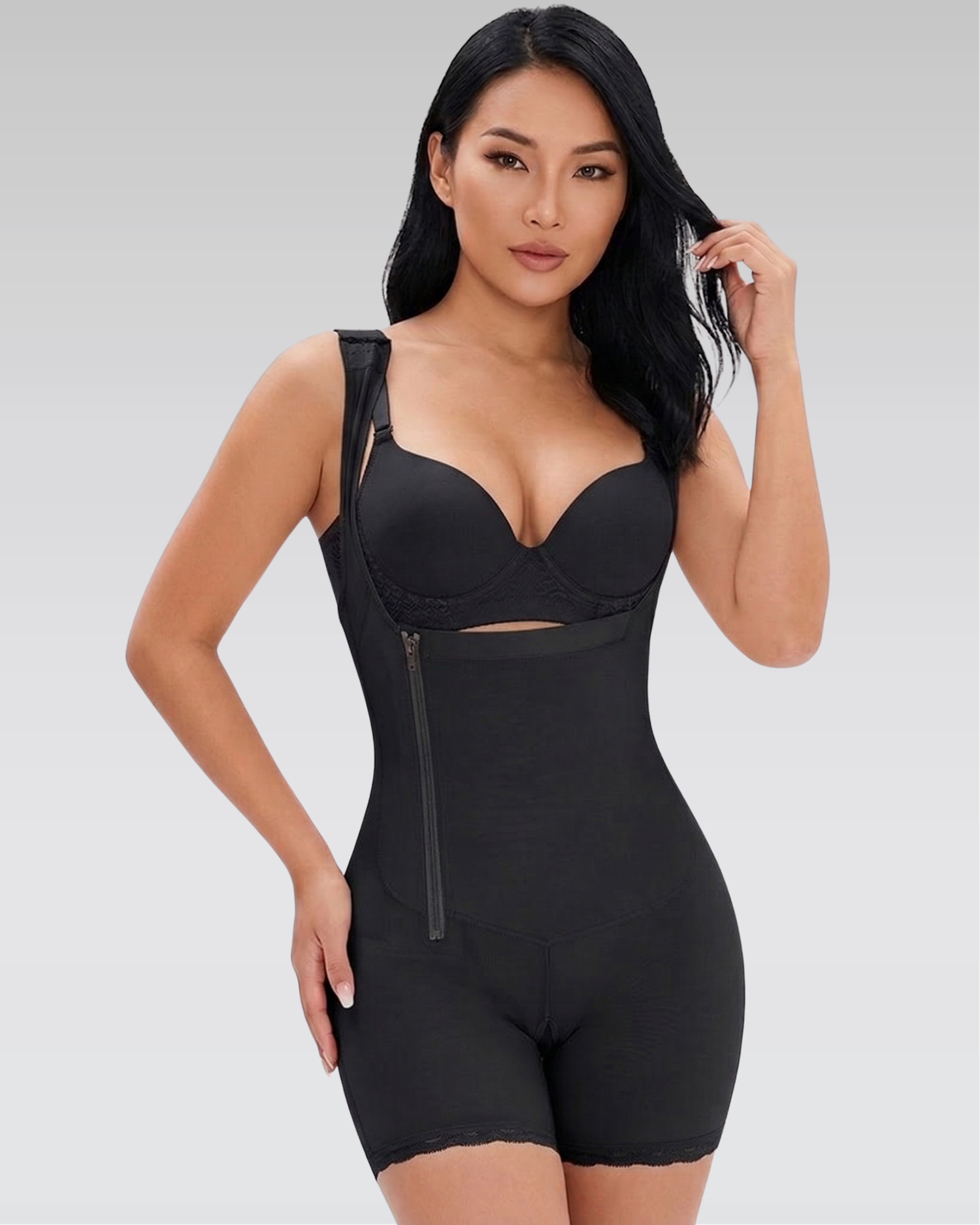 Wide strap side-zip shapewear