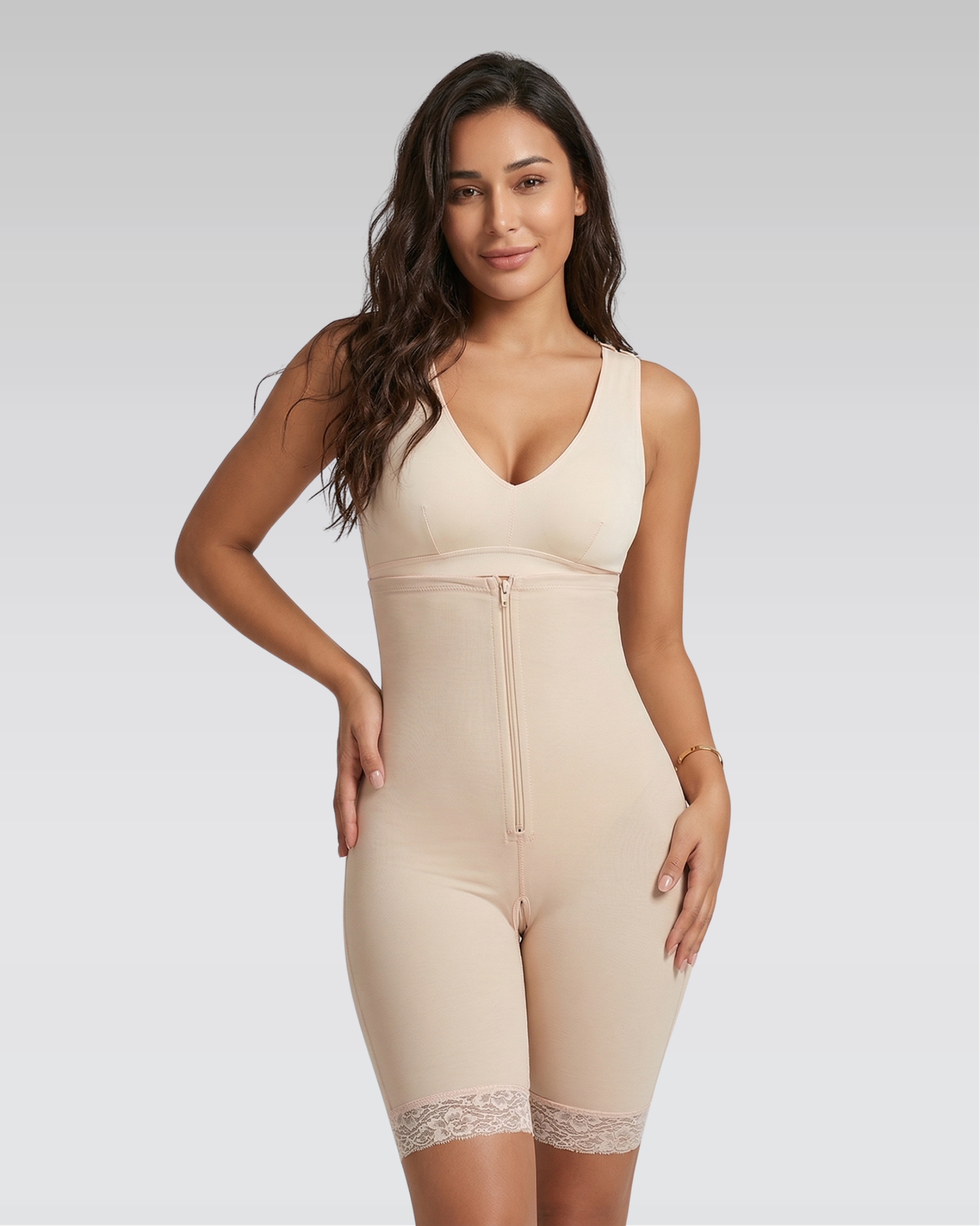 Zip-front sculpt bodysuit