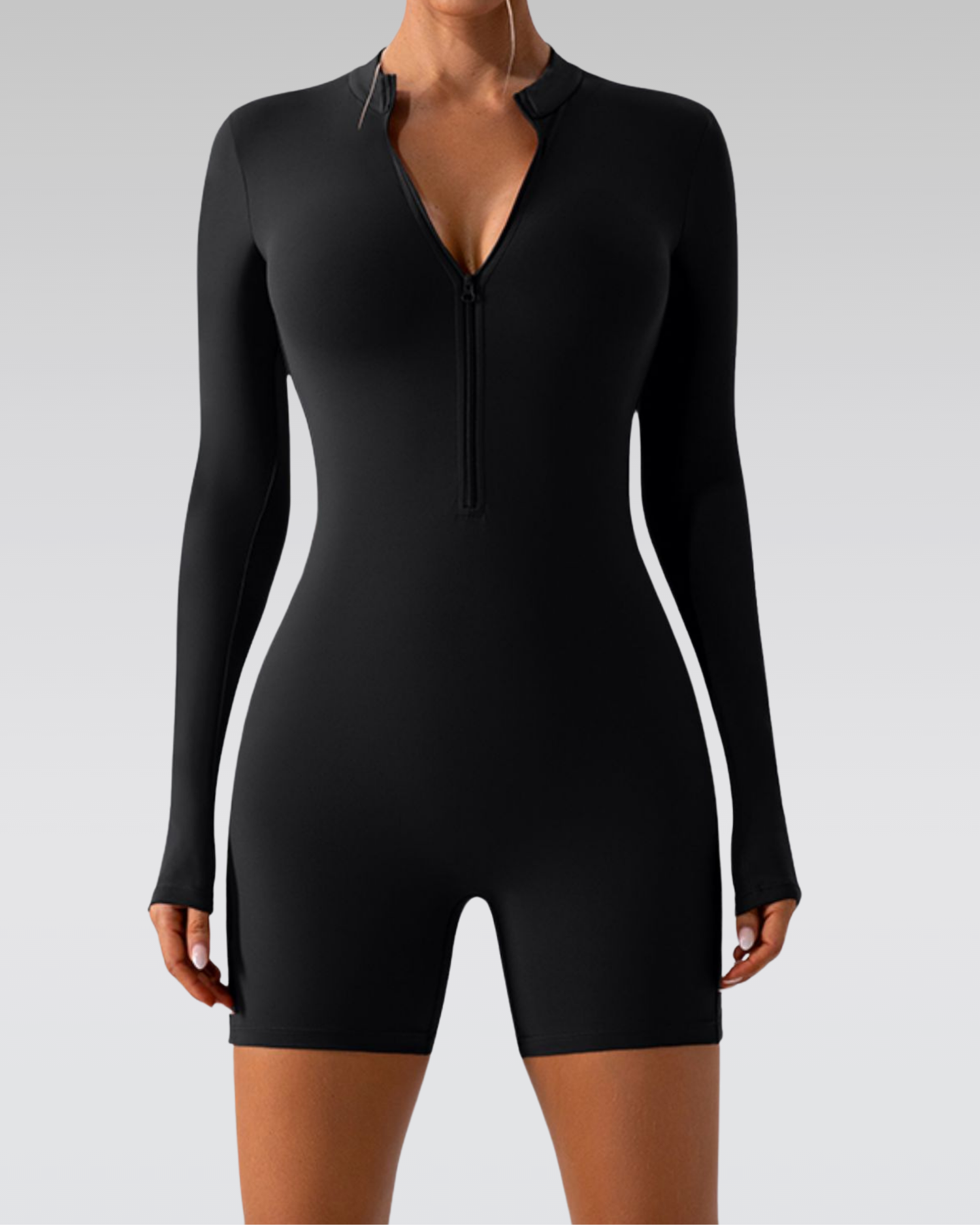 Half-zip sculpt romper