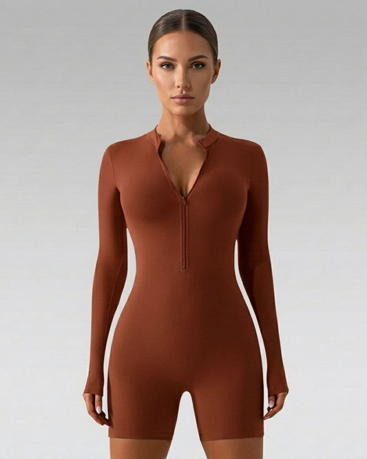 Half-zip sculpt romper