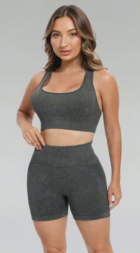 Scoop Neck Active Shorts Set
