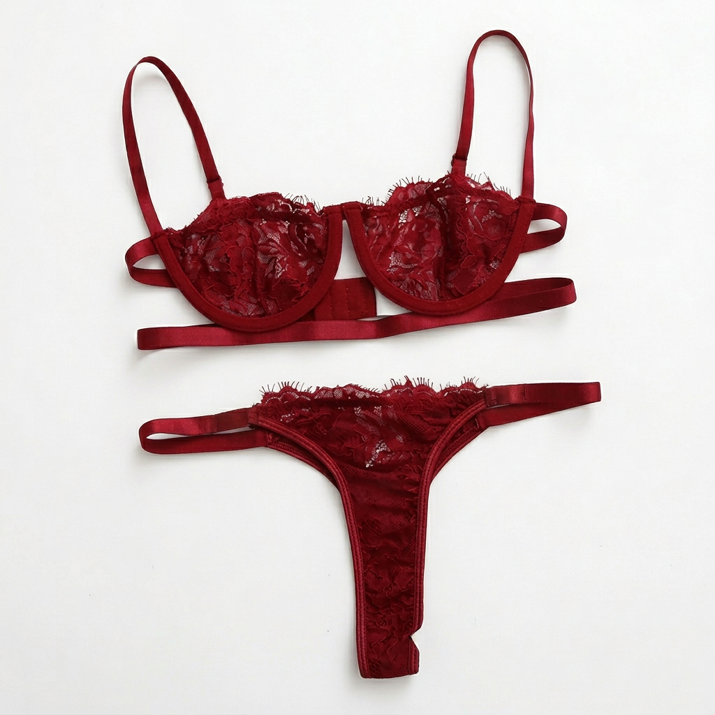 Ensemble lingerie en dentelle transparente